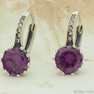 LIZBONA - srebrne kolczyki z ametystem i kryształk
