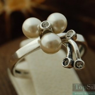 LEGACY - srebrny pierścionek perły i kryształy