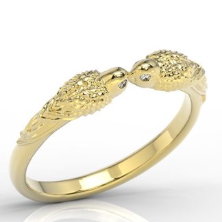 Pierścionek w formie papug z żółtego złota z diamentami BP-47Z