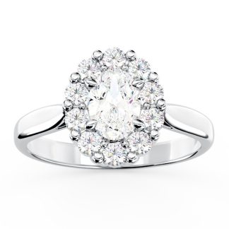 Pierścionek zaręczynowy z białym topazem Swarovski i diamentami BP-57B