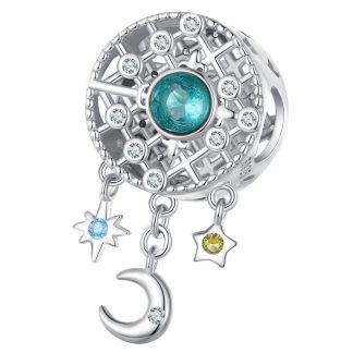 Łapacz snów z kryształkami srebrny charms koralik beads