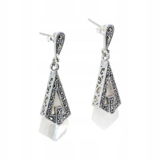 Srebrne kolczyki z markazytami i masą perłową