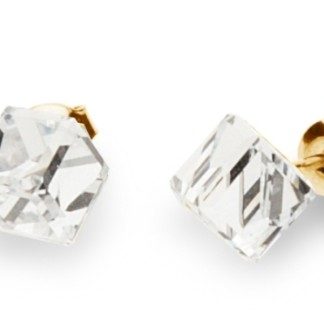 Kolczyki  srebrne pozłacane  medium cube studs  cristal