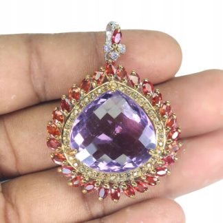 Wisiorek naturalny 38.5ct ametyst tanzanity szafir