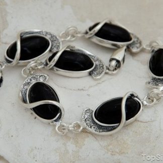 VINCOLA  - srebrna bransoletka z onyksami