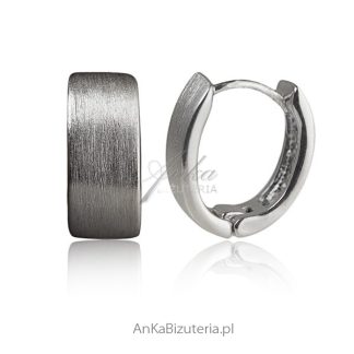 Kolczyki srebrne rodowane  satynowane