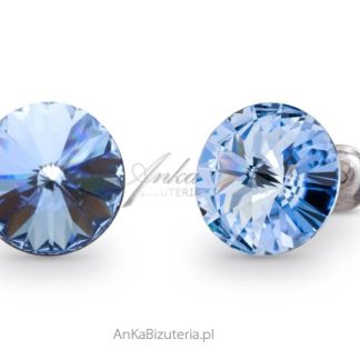 Kolczyki srebrne swarovski candy studs w kolorze light sapphire.