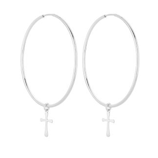 Duże srebrne kolczyki z krzyżami