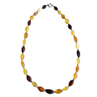 Naszyjnik z bursztynem - śliczna srebrna biżuteria z  bursztynem półmatowy