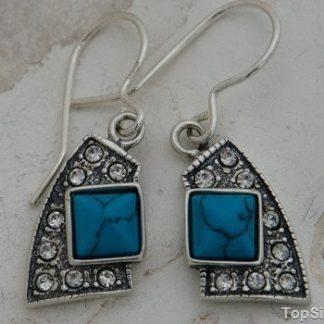 AVENIDA - srebrne kolczyki z turkusem i kryształkami