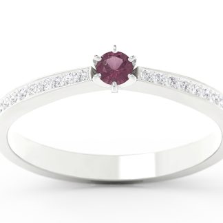 Pierścionek z białego złota z rubinem i brylantami CP-2510B