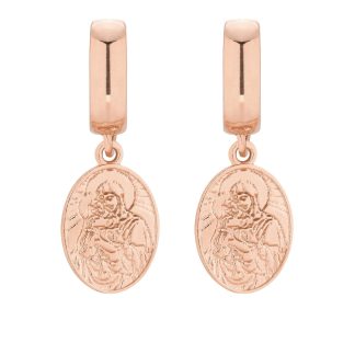 Kolczyki z różowego złota z medalikami
