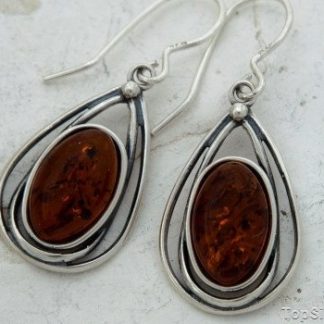 ISANA - srebrne kolczyki z bursztynem