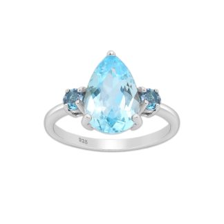 Srebrny pierścionek z topazami - Europa 17, US 8