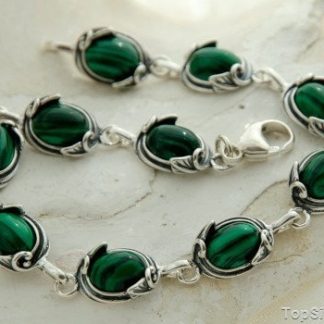 VITA - srebrna bransoletka z malachitami
