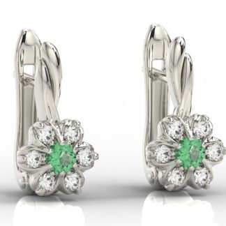 Kolczyki z białego złota ze szmaragdami i brylantami APK-68B
