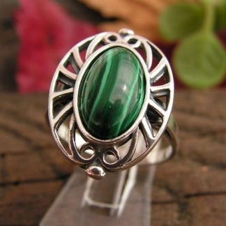 GENTE - srebrny pierścionek z malachitem