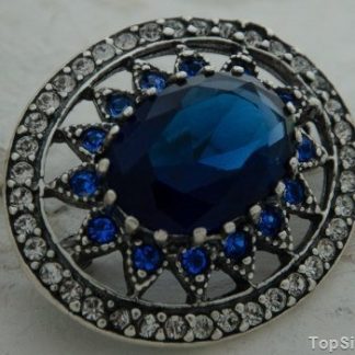 LIRIA - srebrna brosza z szafirami i kryształkami