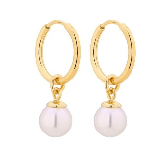 Złote kolczyki z białymi perłami SWAROVSKI® CRYSTAL