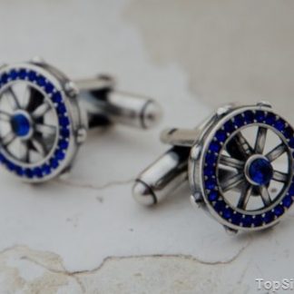 KAPITAŃSKIE srebrne spinki do koszuli NAVY mankiet