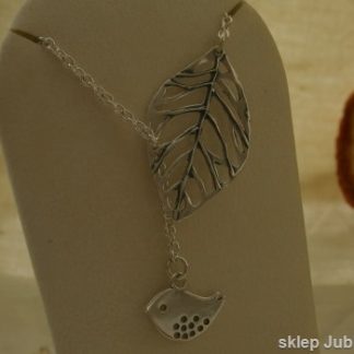 PTASZEK NA LISTKU - srebrny naszyjnik