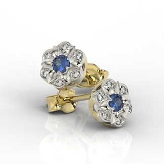 Kolczyki z żółtego i białego złota z szafirami i brylantami JPK-87ZB