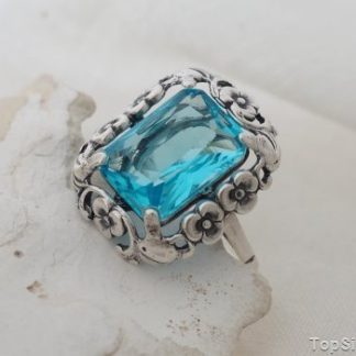 SIDE - srebrny pierścień z akwamarynem