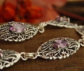 RONDA - srebrna bransoletka z ametystem