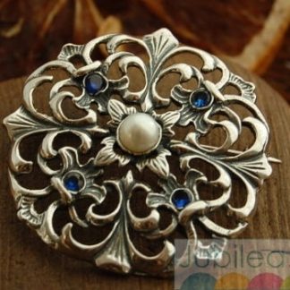 LUIZA - srebrna rozeta perła i szafiry