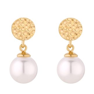 Złote kolczyki z białymi perłami SWAROVSKI® CRYSTAL