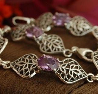 BOGNA - srebrna bransoletka z ametystem