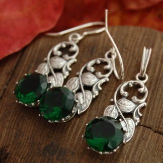 MIRRET - srebrny ze szmaragdem