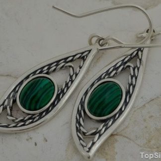 PELLA - srebrne kolczyki z malachitem