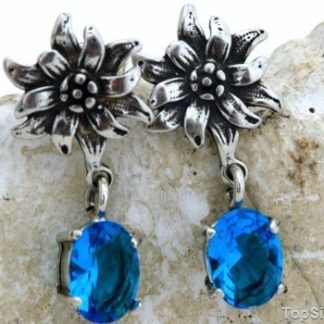 KWIATOWE - srebrne kolczyki z akwamarynem