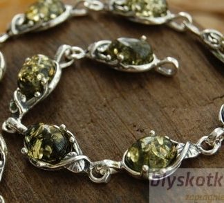 MARADI - srebrna bransoletka z bursztynami