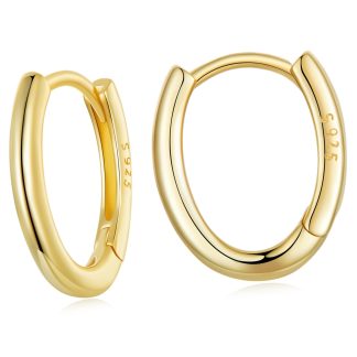 Srebrne owalne kolczyki pozłacane koła zatrzaski srebro 925