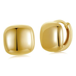 Pozłacane kolczyki zaokrąglone kwadraty srebrne kolczyki zatrzaski koła