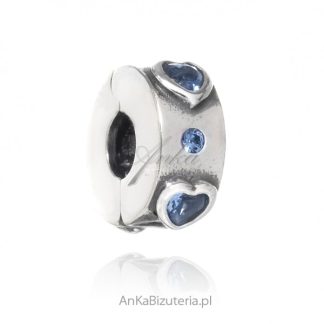 Srebrna zawieszka charms z cyrkoniami oponka