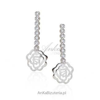 Kolczyki srebrne z cyrkoniamii - kwiatki