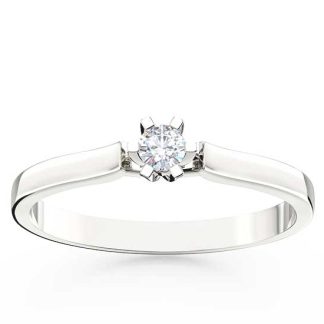 Pierścionek zaręczynowy z białego złota z brylantem LP-8012B