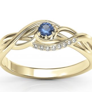 Pierścionek z żółtego złota z szafirem i cyrkoniami BP-71Z-SZA/C