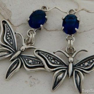 MOTYL - srebrne kolczyki z szafirem