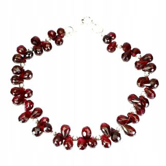 Piękna bransoletka granaty rodolity naturalne 925