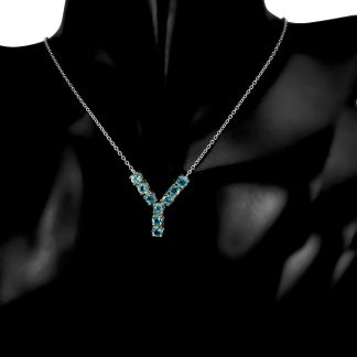 925 Naszyjnik srebrny naturalne apatyty neon blue