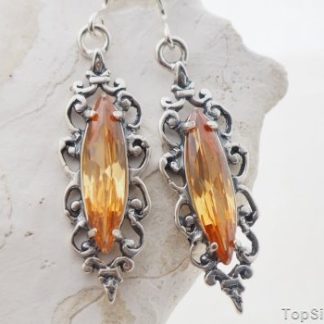 CHARO - srebrne kolczyki z topazem złocistym