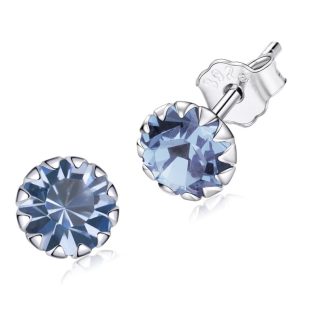 K274 Niebieskie kryształy srebrne kolczyki sztyfty