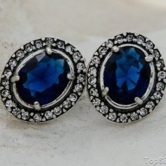 BENSON - srebrne kolczyki z szafirem i cyrkoniami