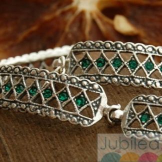 SAVANA - srebrna bransoletka ze szmaragdami
