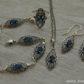 MALAKKA - srebrny komplet z szafirem