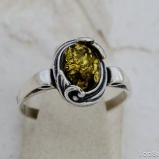 NAZZA - srebrny pierścionek z bursztynem